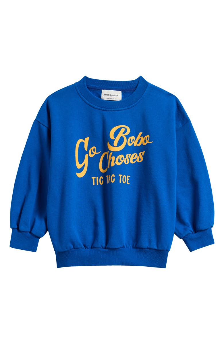 Bobo Choses Kids' Wavy Logo Organic Cotton Sweatshirt, Main, color, Blue