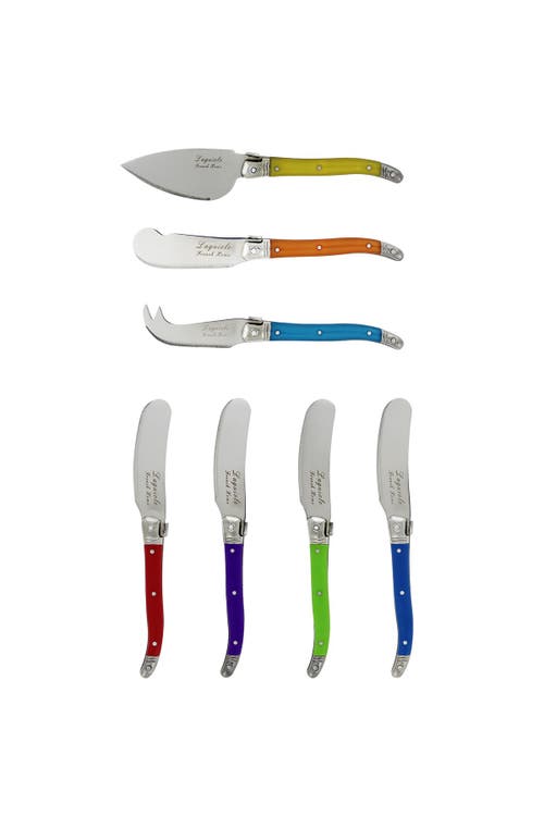 French Home 7-piece Laguiole Jewel Colors Cheese Knife & Spreader Set In Multi Color