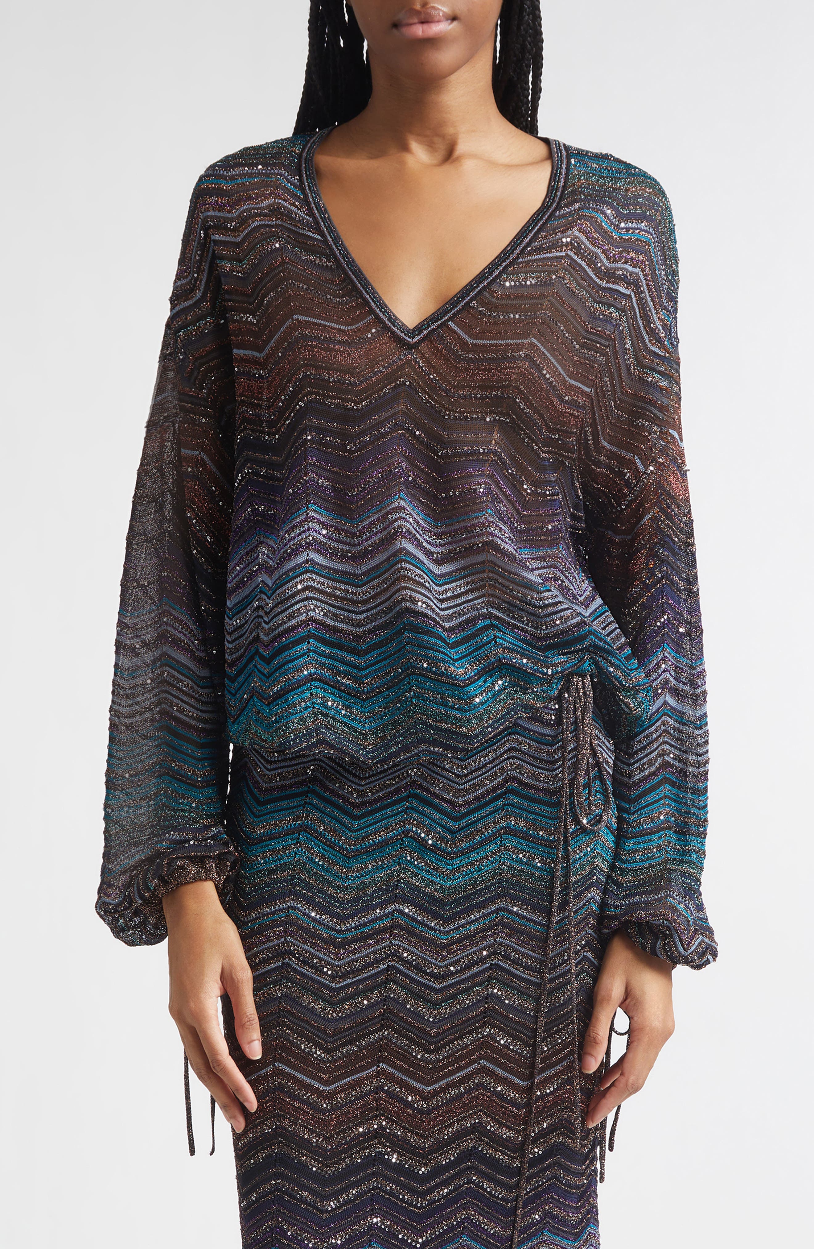 Zigzag Metallic Sequin Sweater