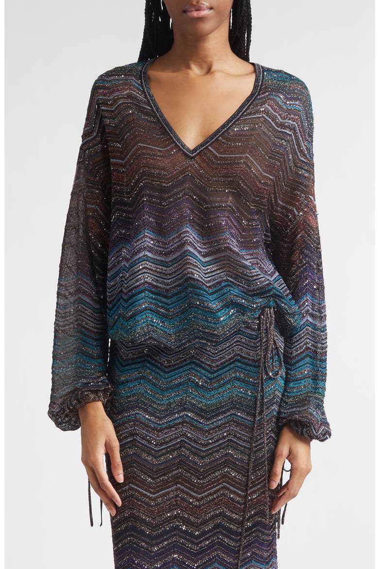 Zigzag Metallic Sequin Sweater, Main, color, DARK BLUE TONES