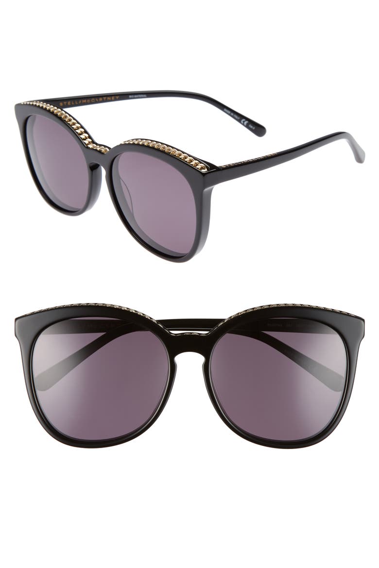 59mm Cat Eye Sunglasses, Main, color, BLACK