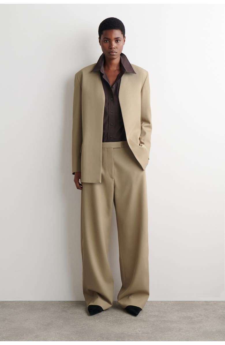 COS Collarless Wool-Twill Blazer, Alternate, color, Beige