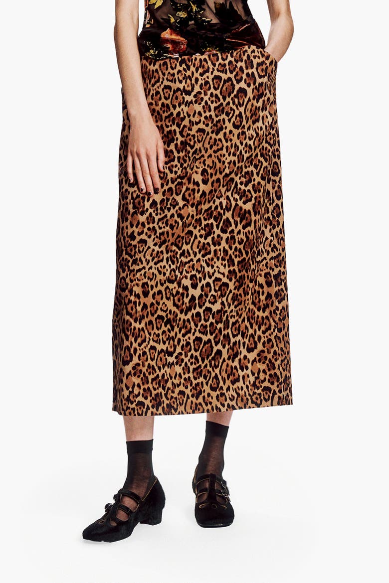 Leopard Denim Skirt, Main, color, HONEY MULTI
