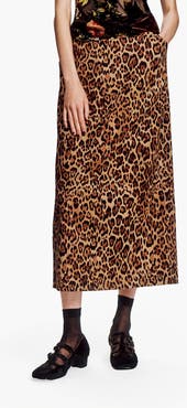 Anna Sui Leopard Denim Skirt