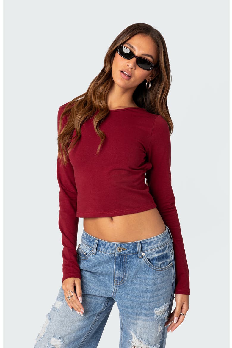 Haven Open Back Crop Top, Alternate, color, BURGUNDY