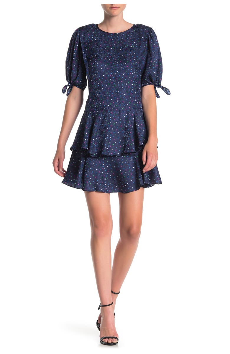 Rebecca Taylor Ruffled Polka Dot Silk Dress, Main, color, 