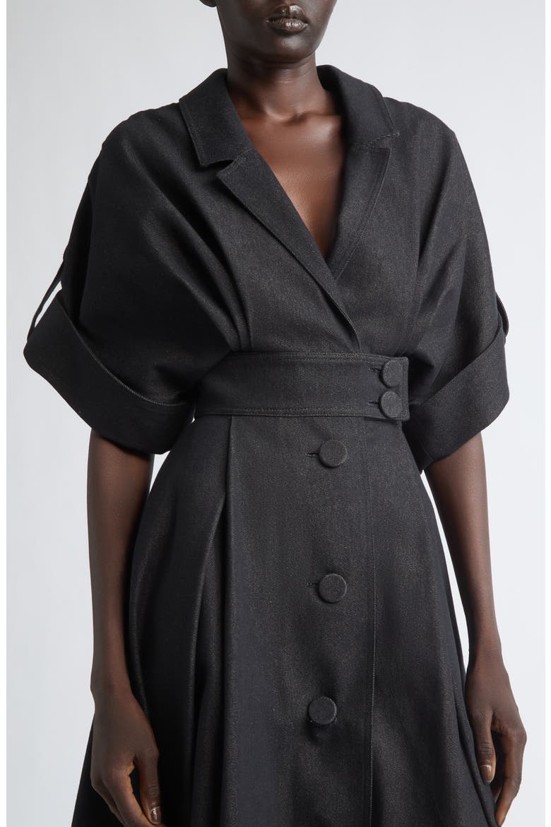 Cotton Midi Shirtdress, Alternate, color, BLACK