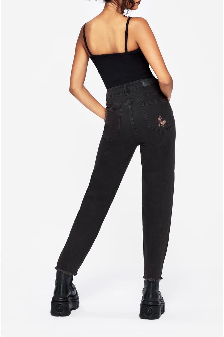 High-Waisted Ankle Jeans, Alternate, color, Black