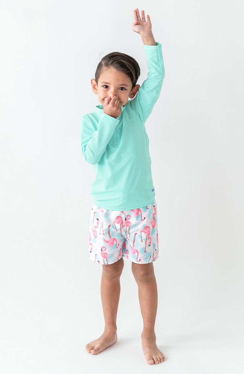 RuggedButts Flamingo Two-Piece Rashguard Swimsuit, Alternate, color, 