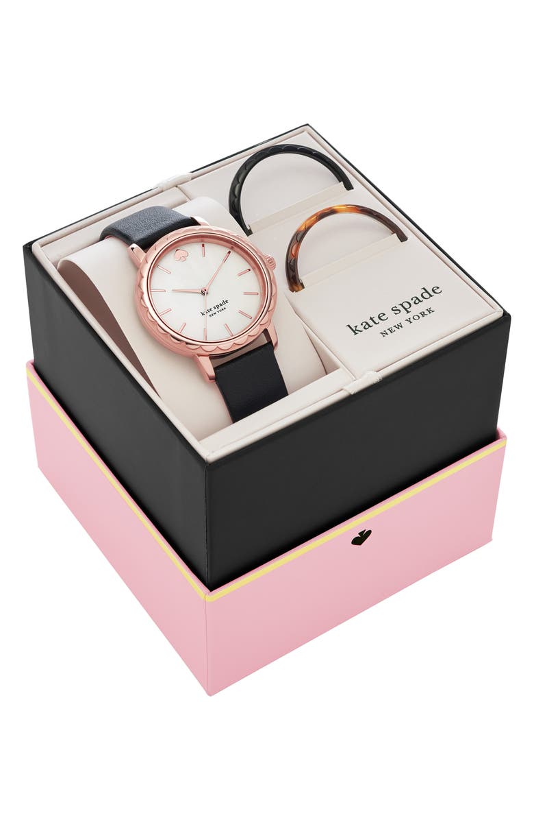 Kate Spade New York 'metro' round leather strap watch, 34mm, Alternate, color,