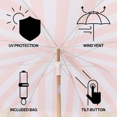 Jonathan Y Mariner 6.5 Ft. Classic Cottage Fringe Tassel Market Beach Umbrella With Push Button Tilt In Orange