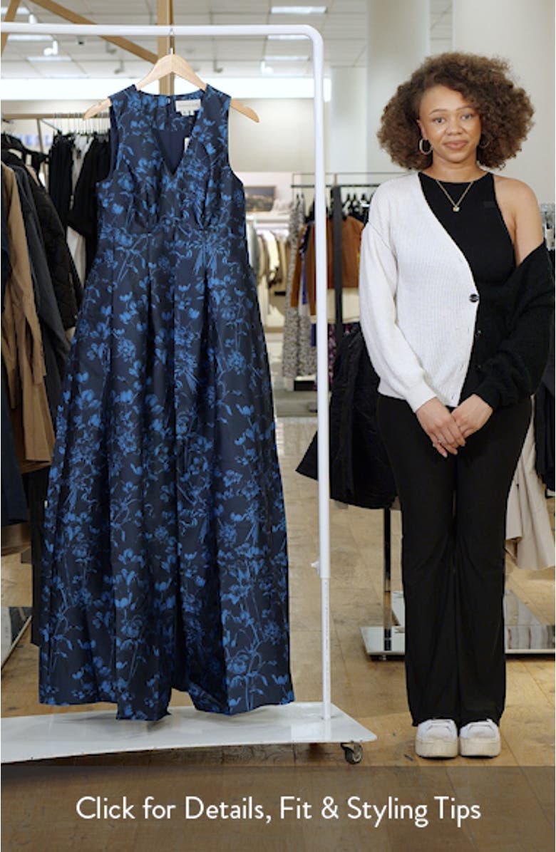 Brooke Floral Sleeveless Empire Waist Mikado Gown, sales video thumbnail