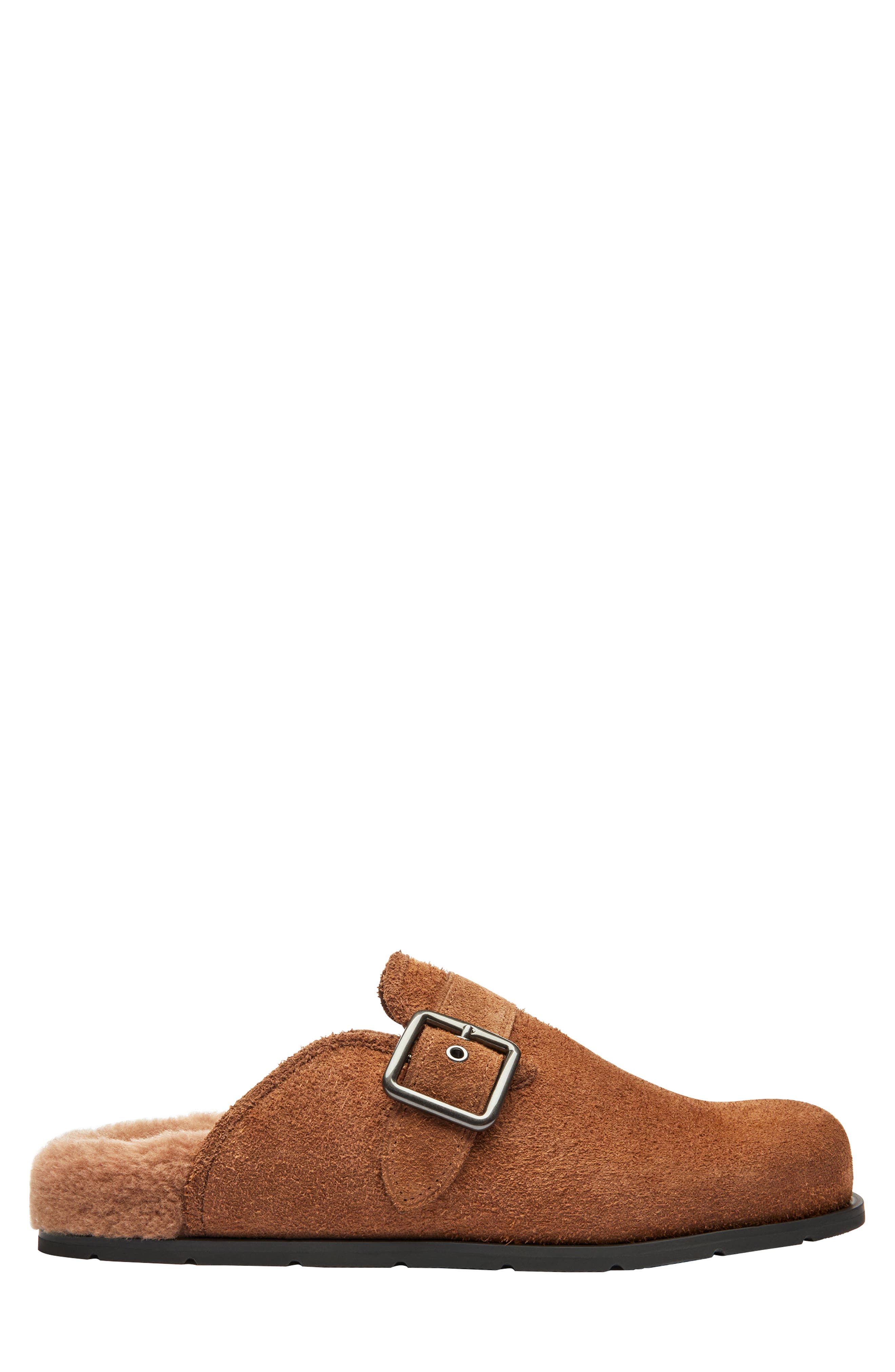 COACH Faux Shearling Buckle Clog, Alternate, color, Sable