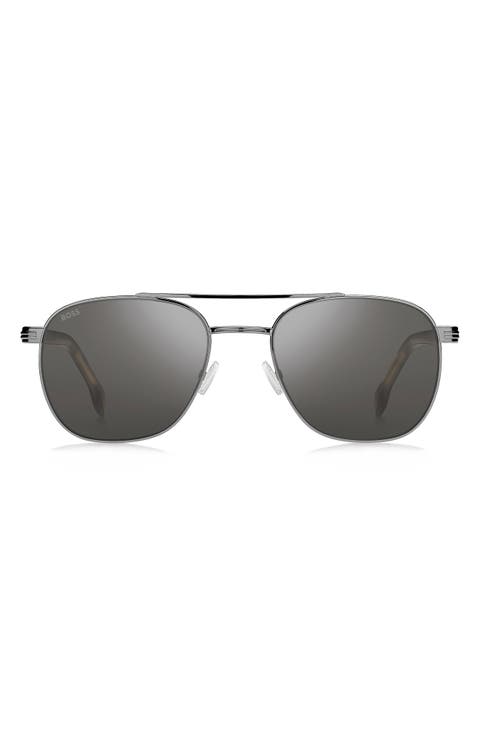 56mm Rectangular Aviator Sunglasses