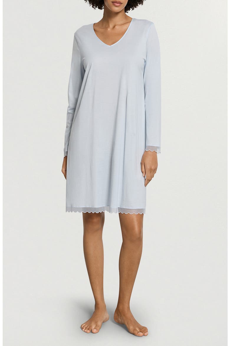 Inaya Scallop Trim Nightgown, Main, color, WATERY BLUE