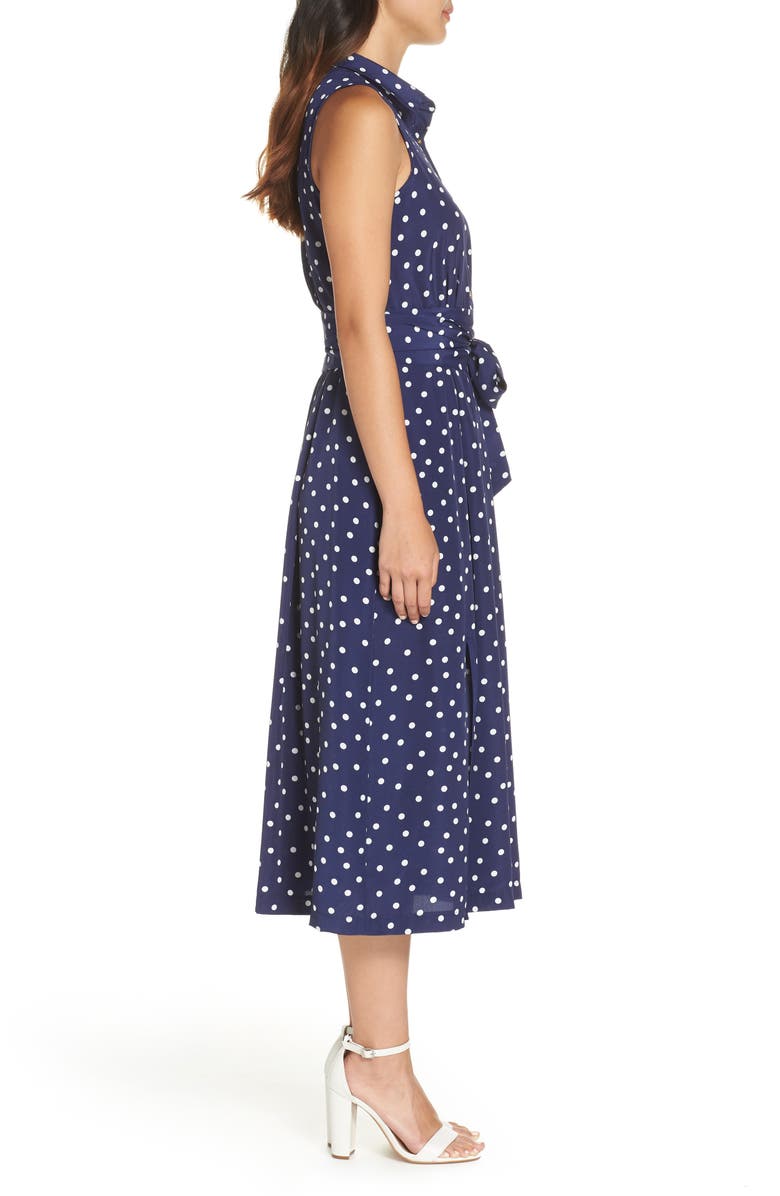 1901 Polka Dot Midi Shirtdress, Alternate, color, Navy Dot