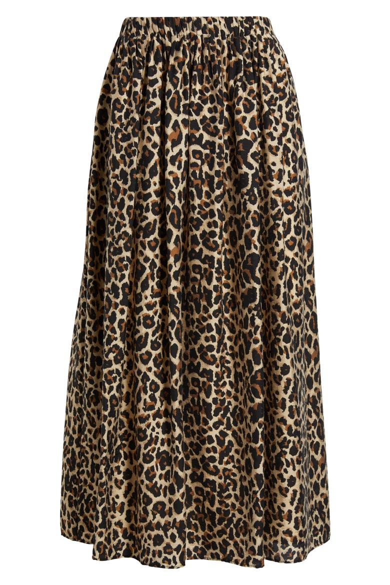 Print Pleated Maxi Skirt, Alternate, color, TAN- BLACK SARAH LEOPARD