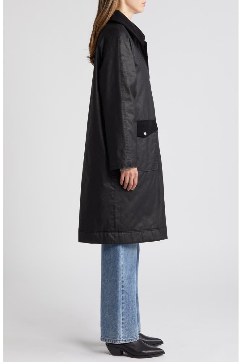 Waxed Cotton Twill Coat, Alternate, color, BLACK