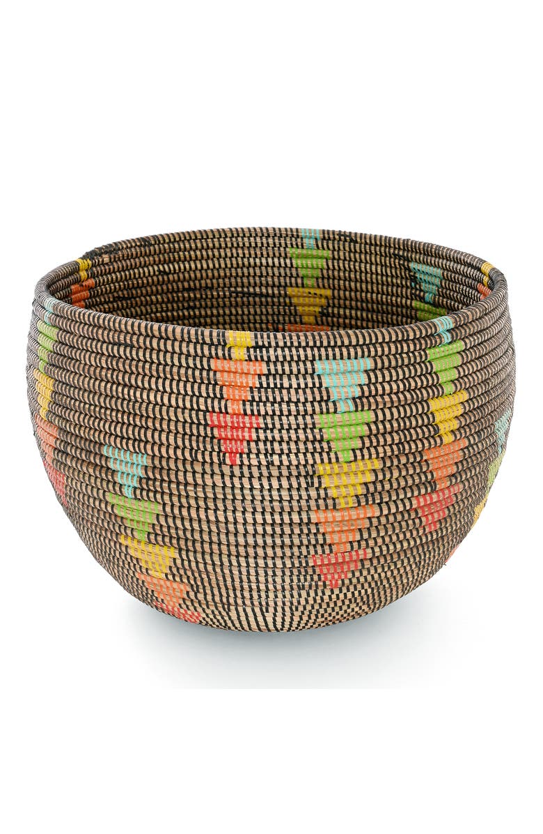 African Modern Prism Triangles Deep Storage Bowl Basket, Main, color, Black And Natural
