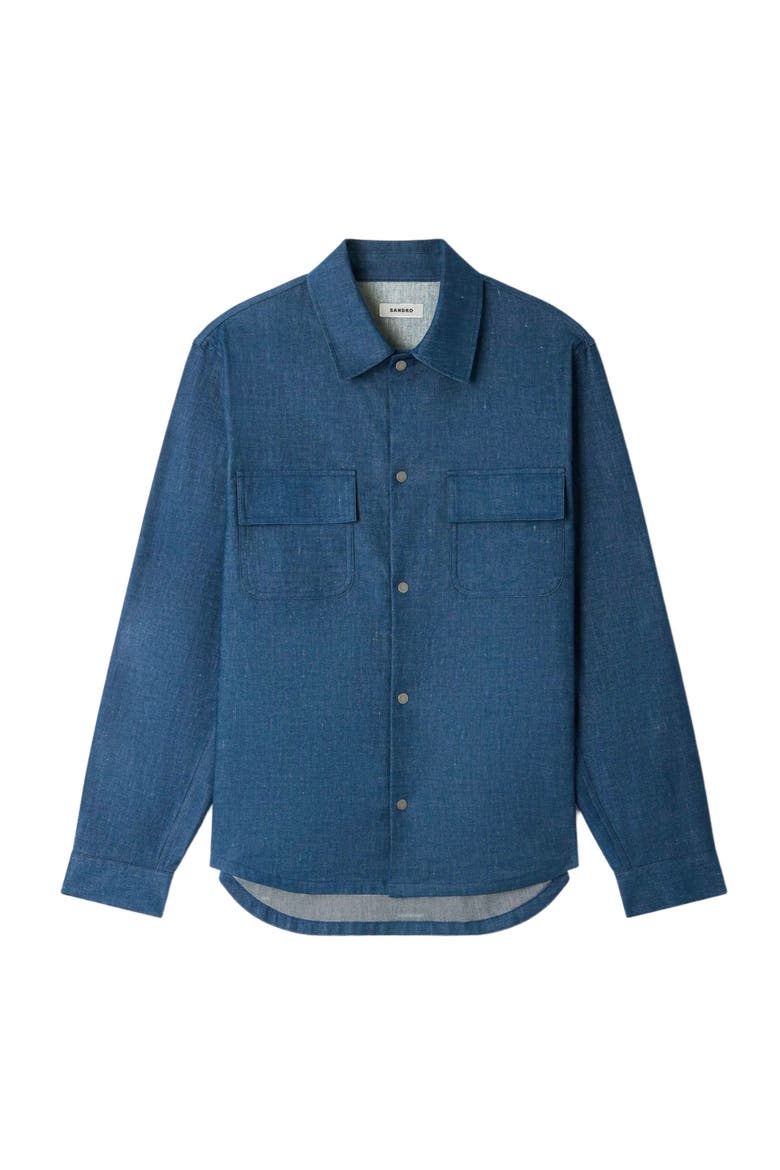 Denim-effect cotton and linen shirt, Alternate, color, Blue vintage - denim