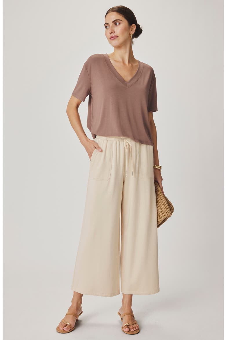Kacey V-Neck Short Sleeve T-Shirt, Alternate, color, WICKER BEIGE