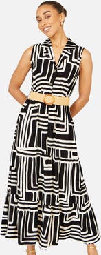 Yumi Geo Print Midi Shirt Dress