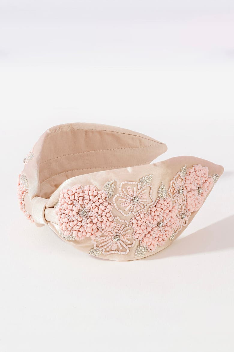 Peony Embellished Knotted Hair Band - Pink, Alternate, color, Pink