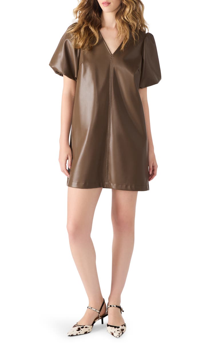 Steve Madden Tilly Faux Leather Minidress, Main, color, Coco