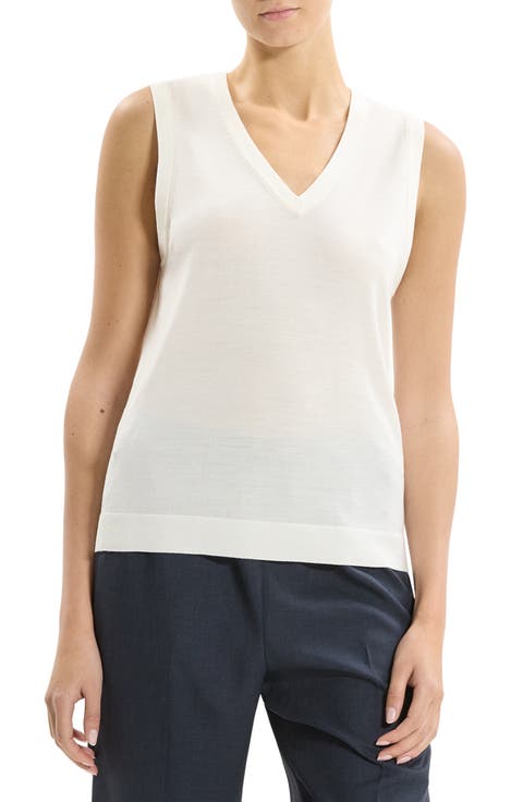 V-Neck Slim Fit Wool Tank