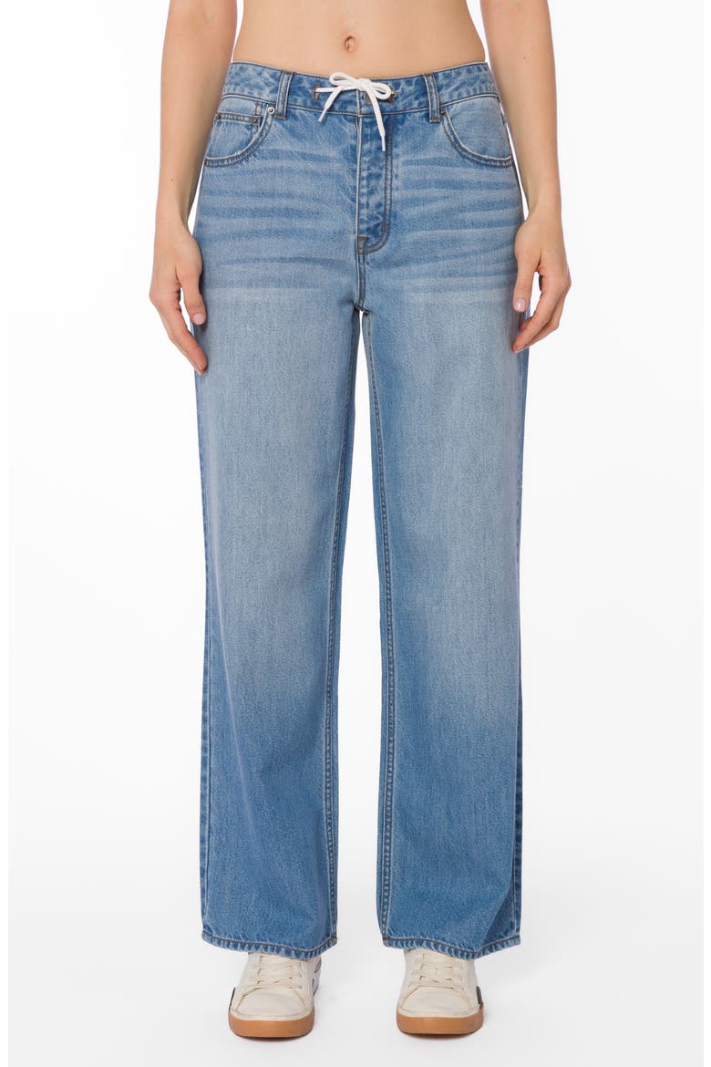 Pam Drawstring Straight Leg Jeans, Main, color, WELLINGTON