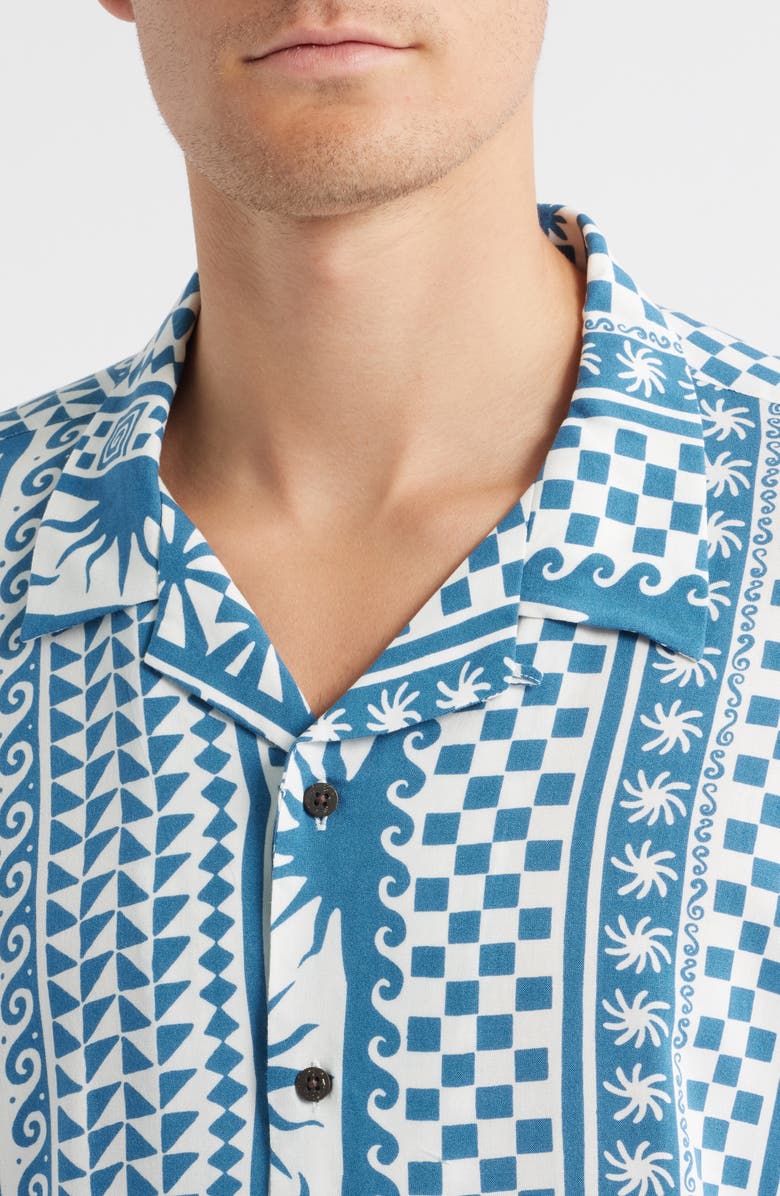 Rip Curl Fun Times Print Camp Shirt, Alternate, color, Blue