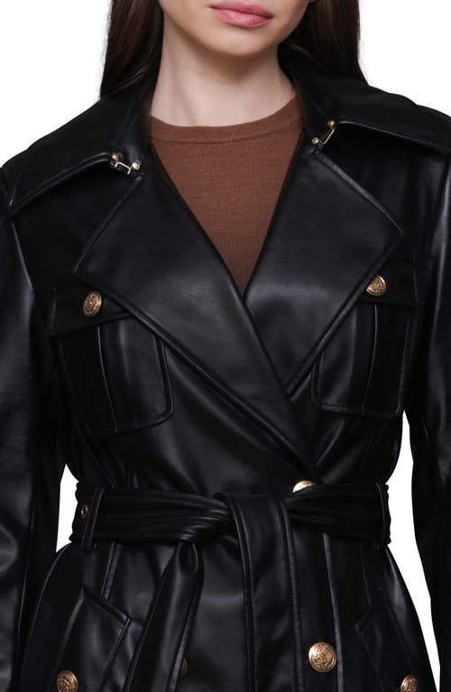 Avec Les Filles Belted Faux Leather Utility Trench Coat