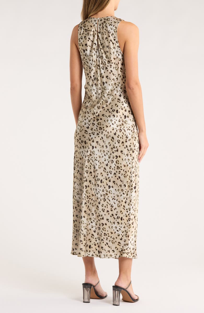 Rails Gabriella Sleeveless Ruched Satin Midi Dress, Alternate, color, Champagne Leopard