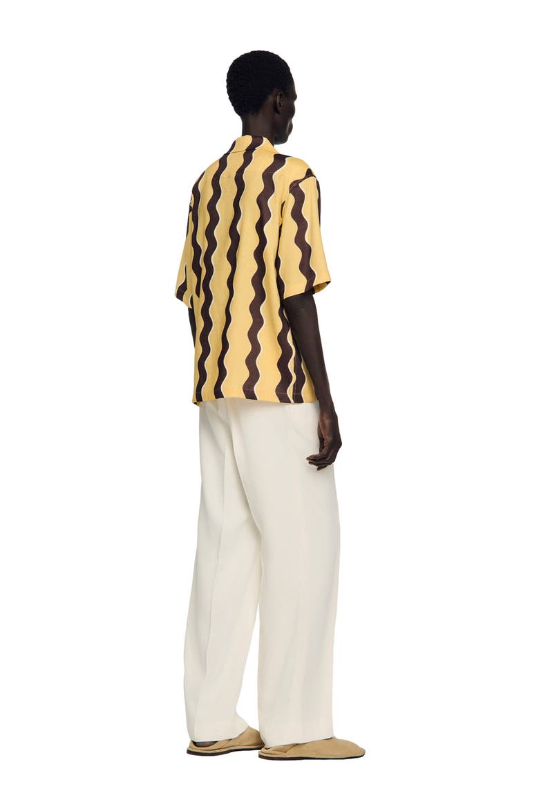 Printed linen shirt, Alternate, color, Light yellow