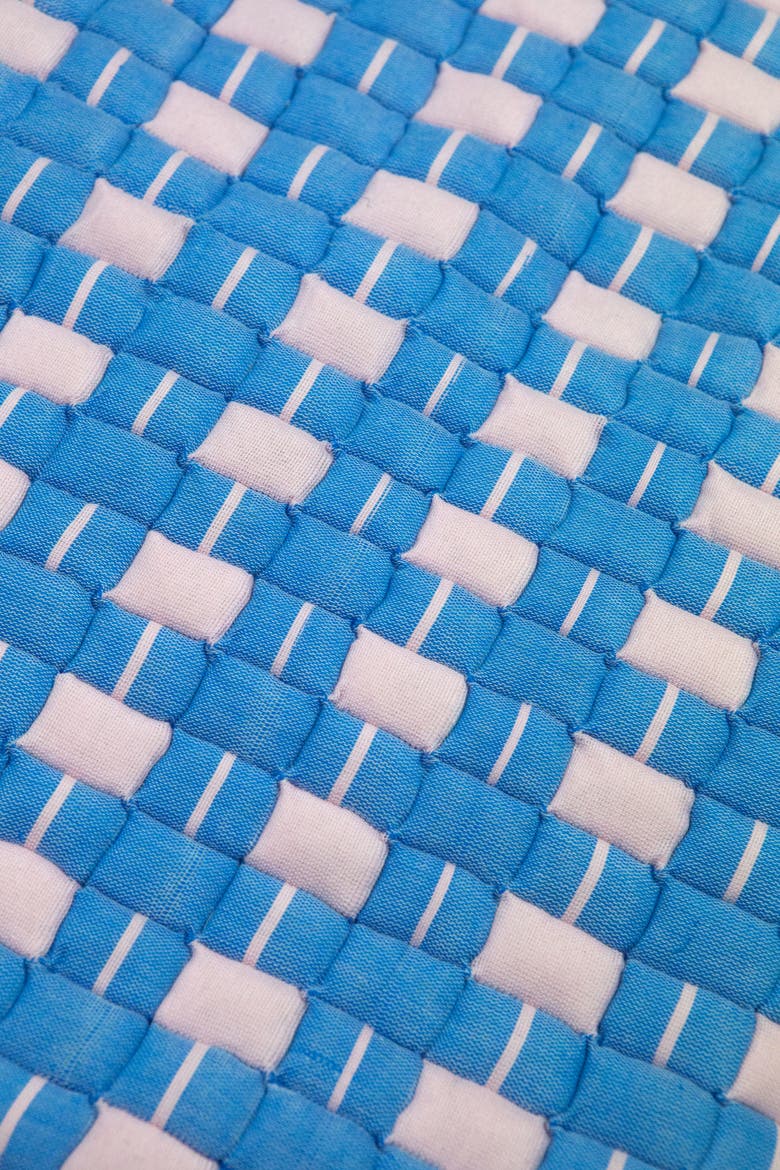 Quilted Sujani Checkered Throw Blanket, Alternate, color, Blue