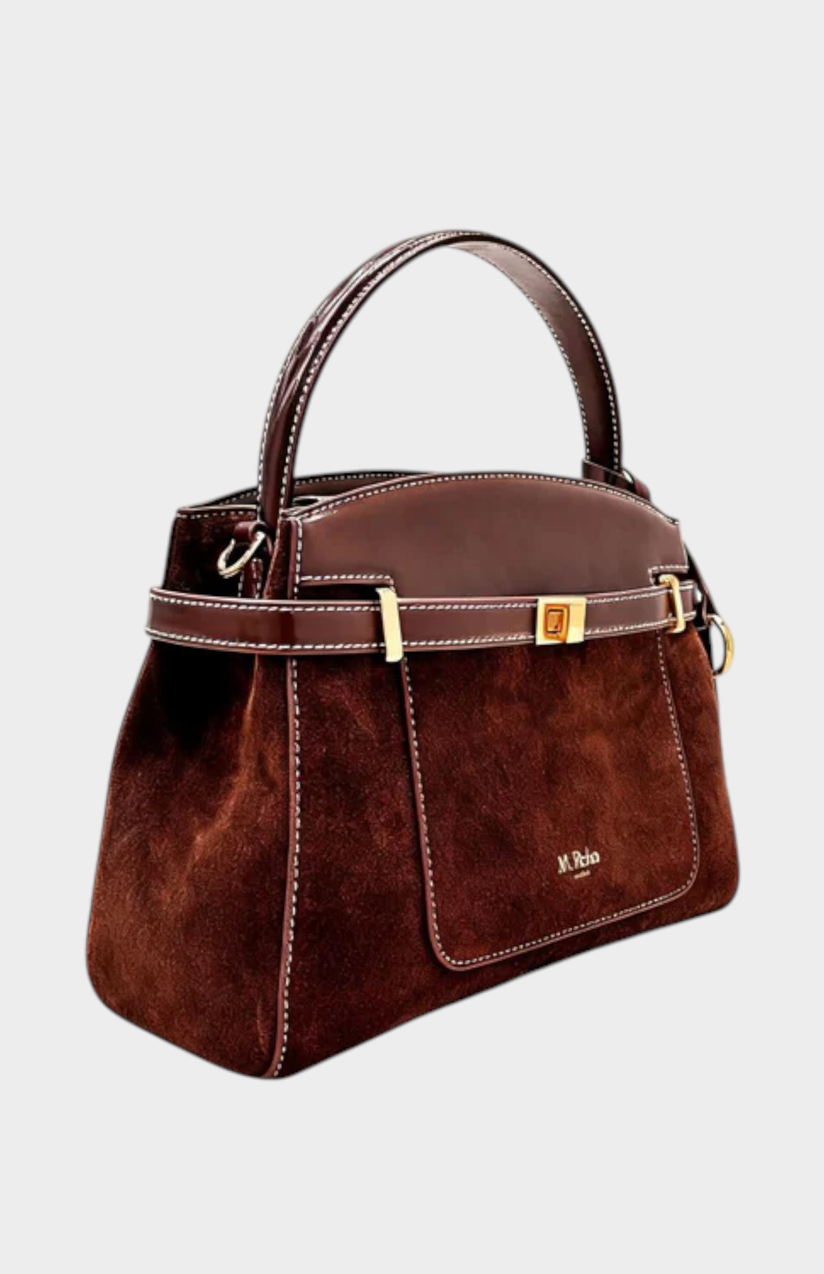 Manhattan Genuine Suede Leather Top Handle Bag, Alternate, color, Coffee