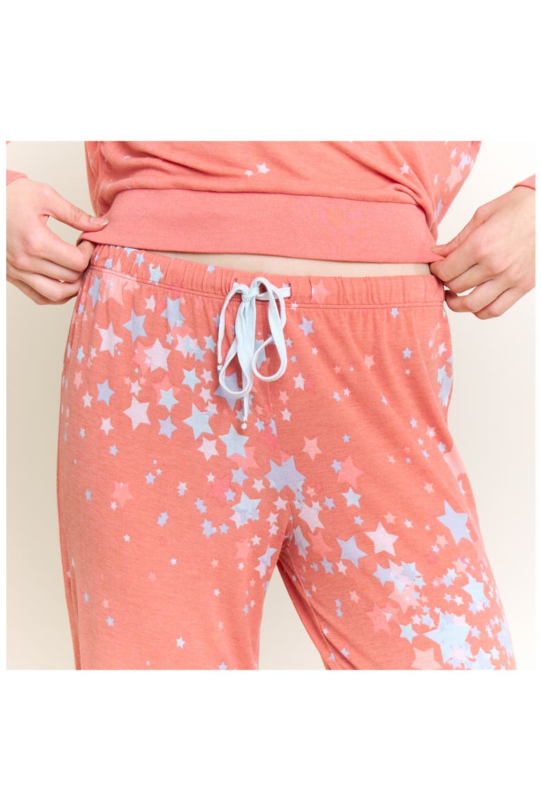 Star Seeker Brushed Jersey Pajamas, Alternate, color, CORAL BLUSH STARS