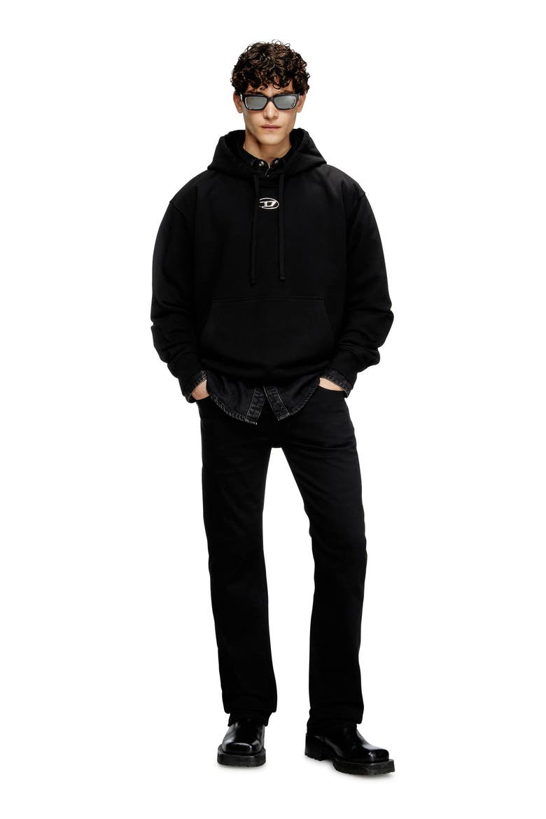 Oversize Metallic Logo Hoodie, Alternate, color, DEEP/ BLACK