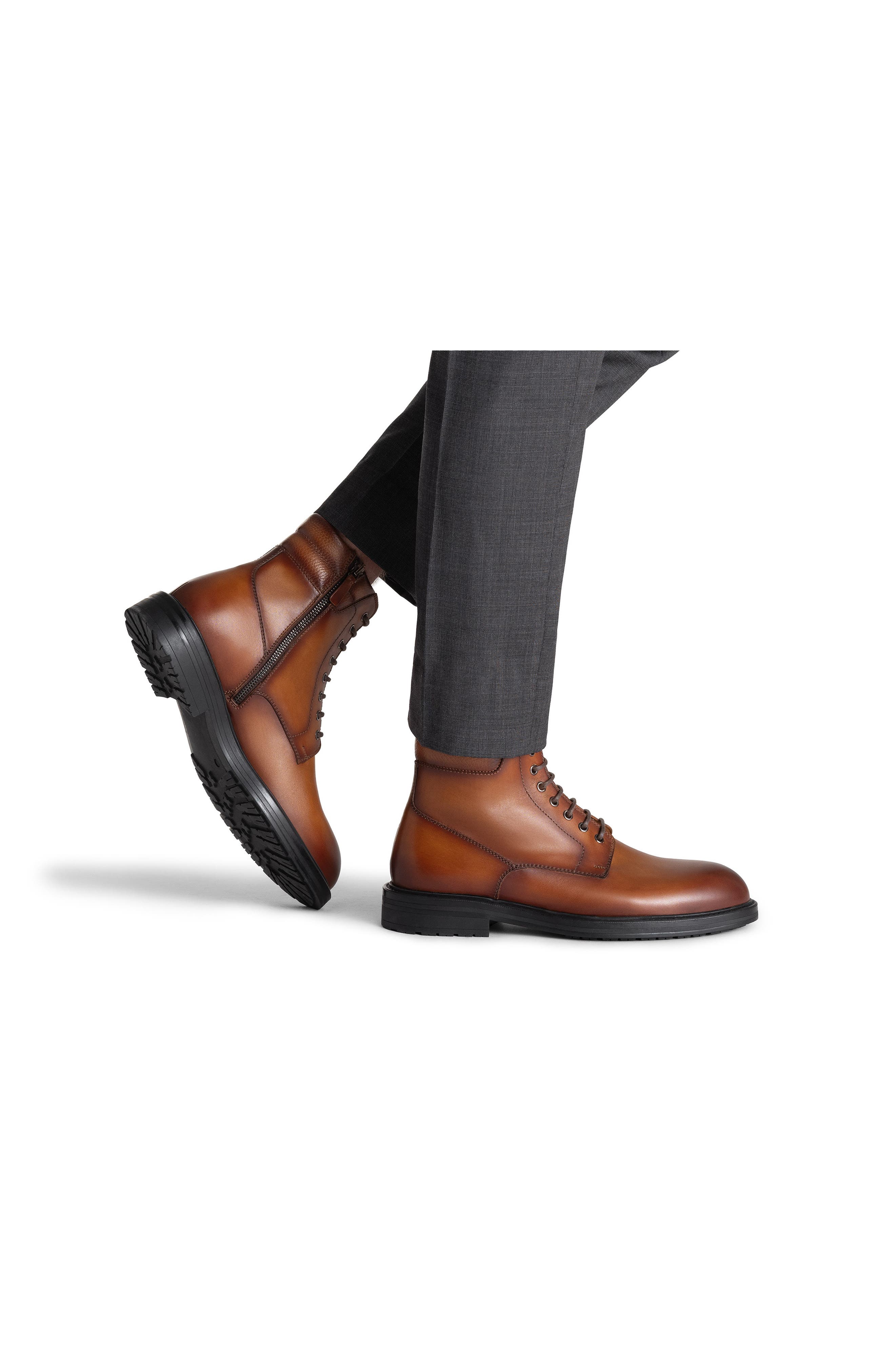 Grayson Lace-Up Lug Sole Boot, Alternate, color, COGNAC