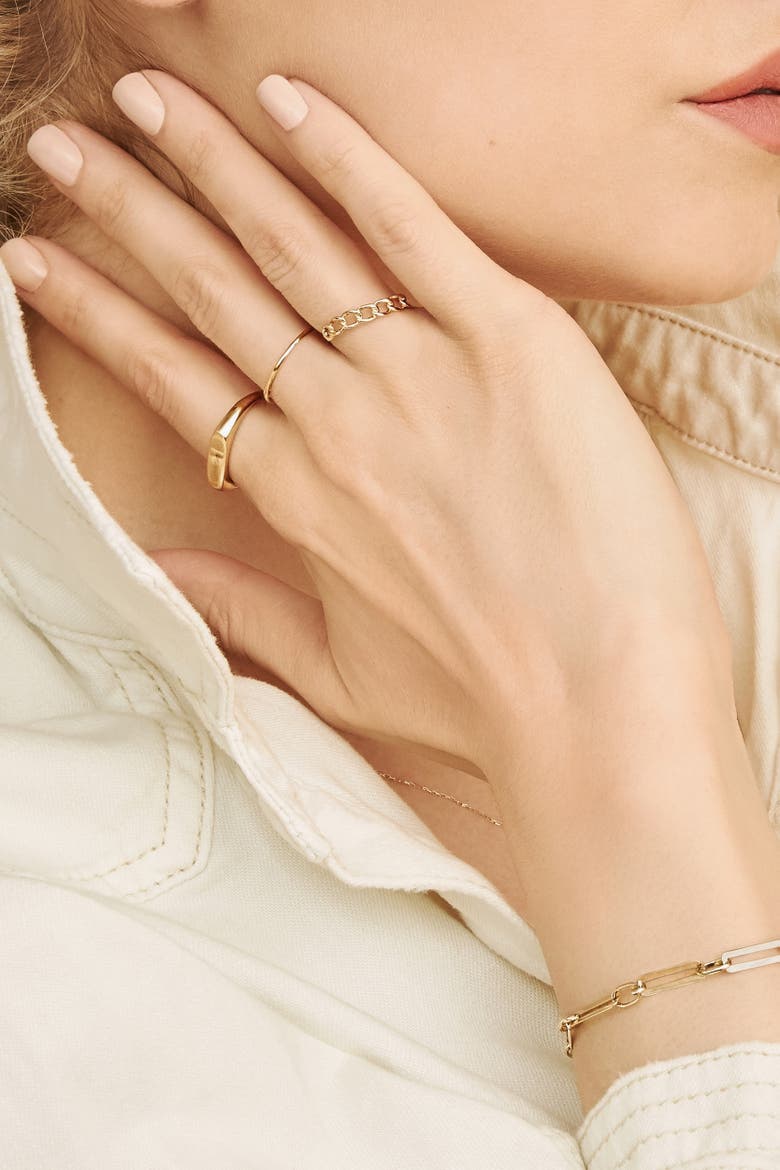 14K Yellow Gold Dainty Curb Link Ring, Alternate, color, Yellow Gold