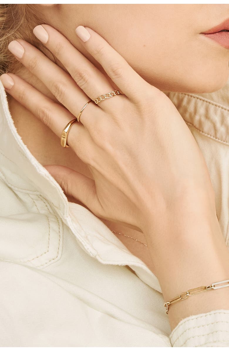 Oradina 14K Yellow Gold Dainty Curb Link Ring, Alternate, color, Yellow Gold