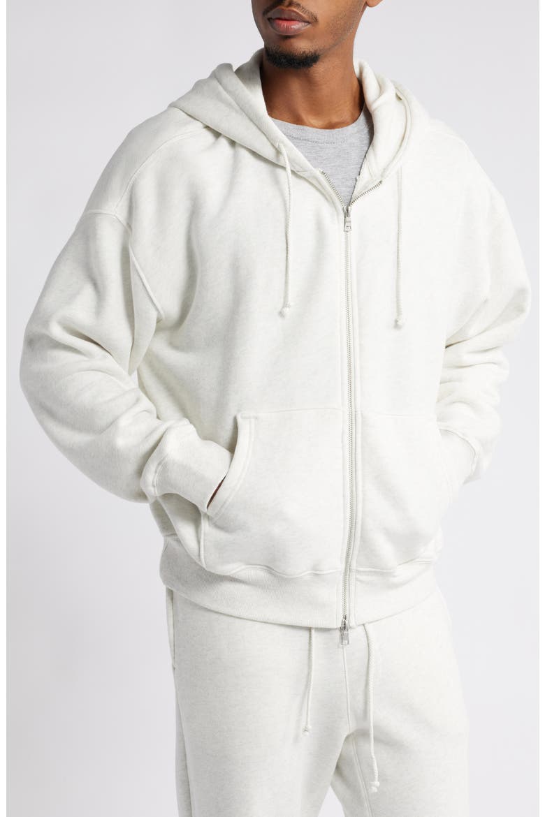 Core Oversize Terry Full Zip Hoodie, Alternate, color, VINTAGE SNOW HEATHER