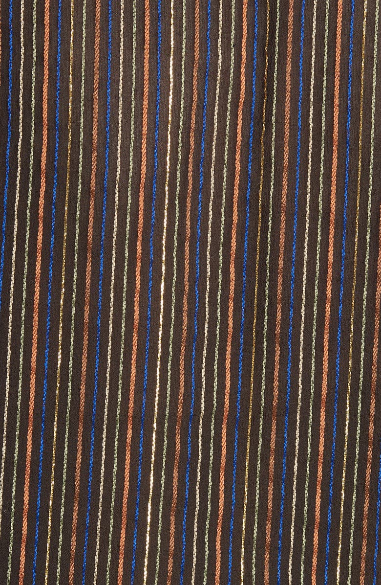 Rebecca Taylor Metallic Stripe Tie Neck Silk Blend Blouse, Alternate, color, 