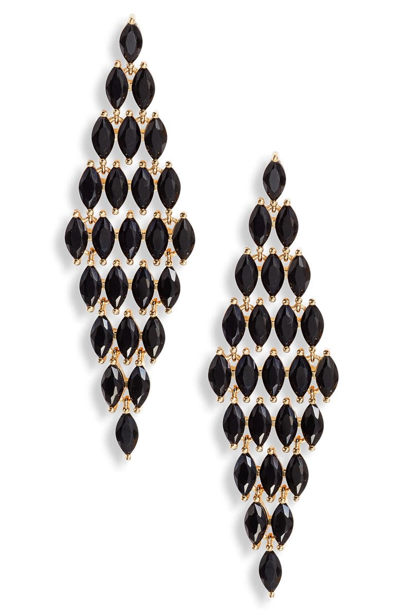 Nordstrom Marquise Black Cubic Zirconia Kite Earrings, Main, color,