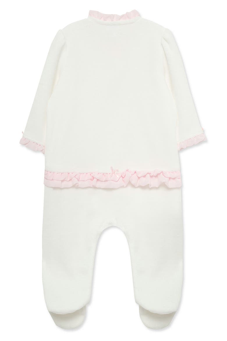 Velour Flowers Footie, Alternate, color, IVORY