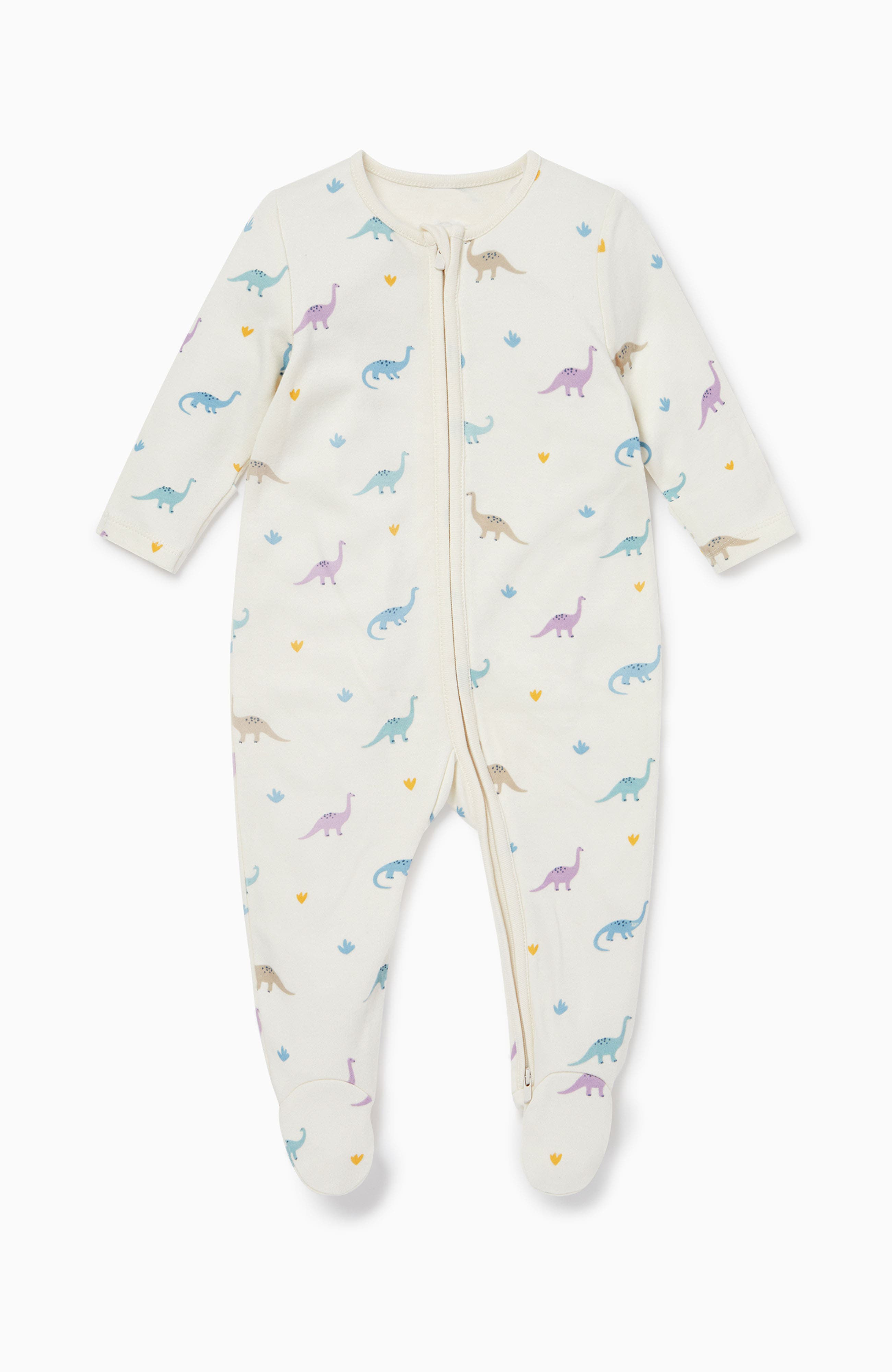 Mori Kids'  Dino Print Two Way Zip-up Sleepsuit In Multi
