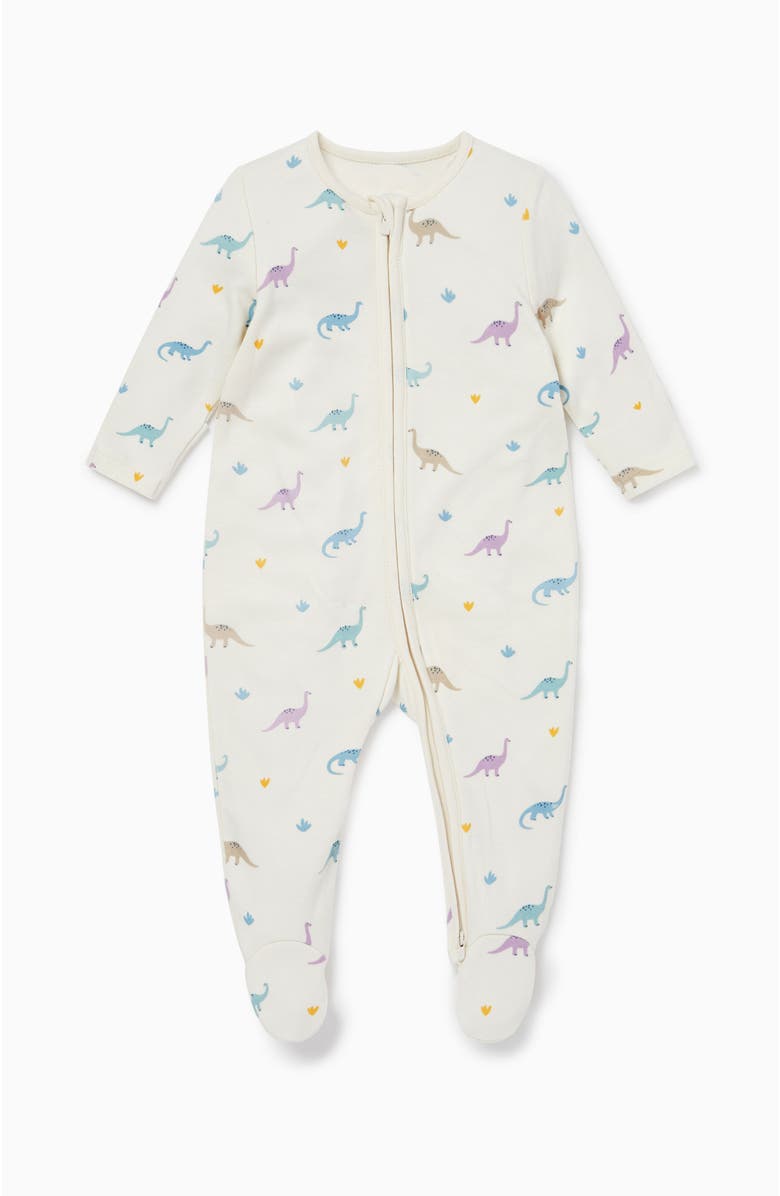 MORI Dino Print Two Way Zip-Up Sleepsuit, Main, color, Dino Print