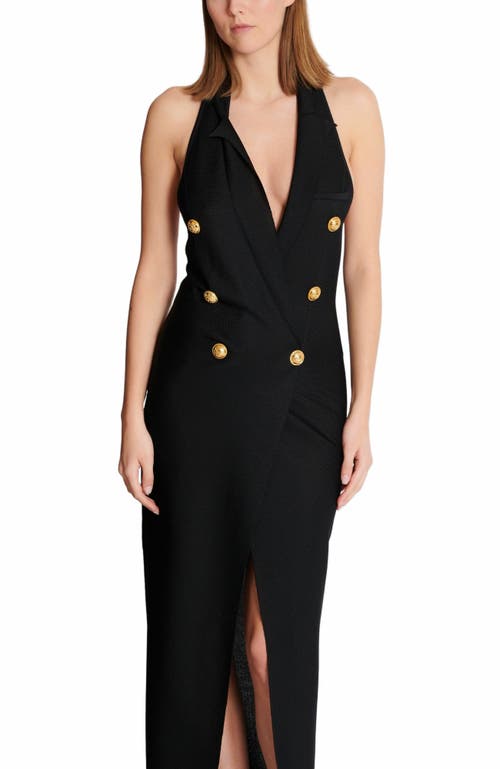 Balmain 6 Buttons Long Halterneck Knit Dress Clothing In Black