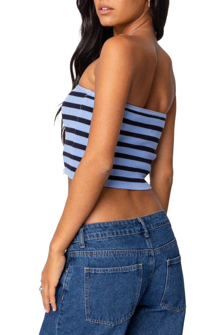 Lexi Stripe Rib Crop Tube Top, Alternate, color, BLUE