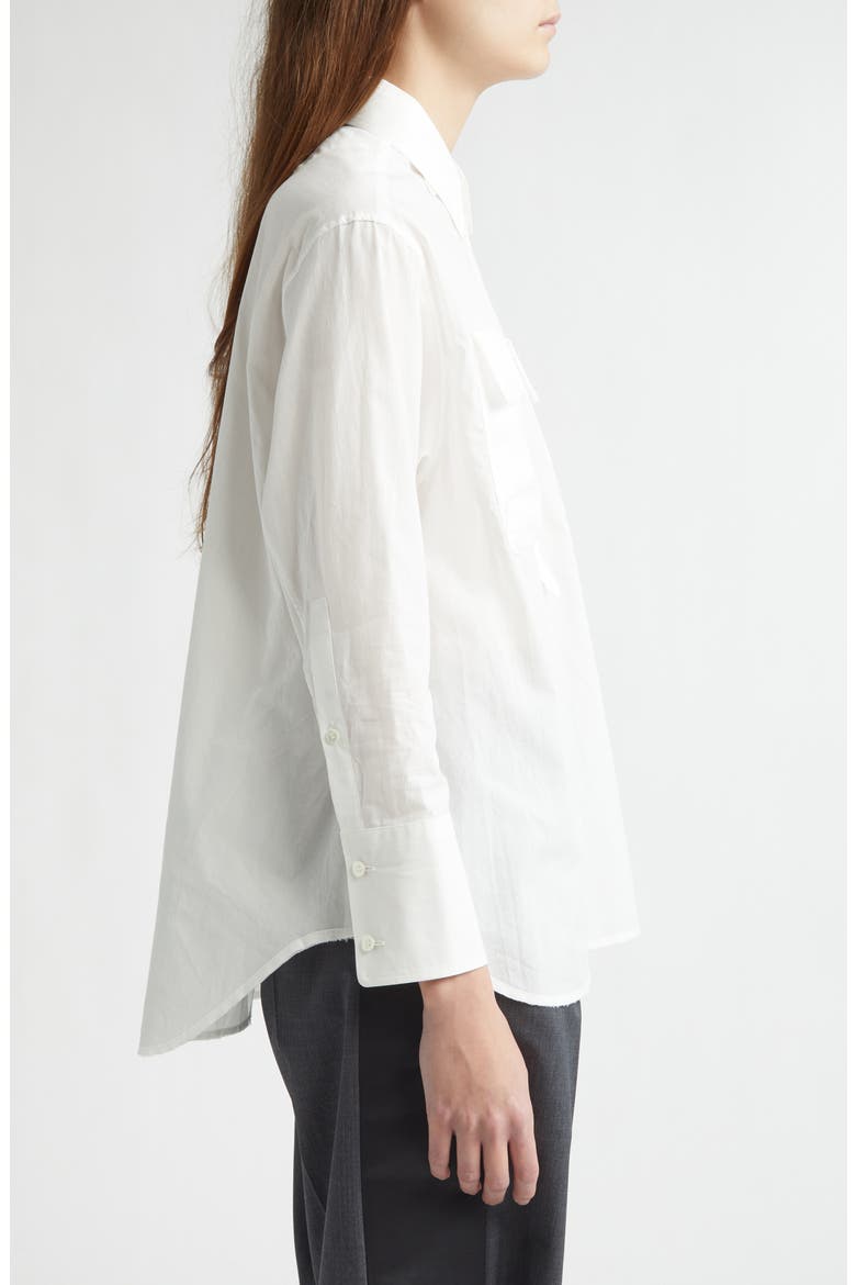 Raw Edge Cotton Poplin Button-Up Shirt, Alternate, color, WHITE